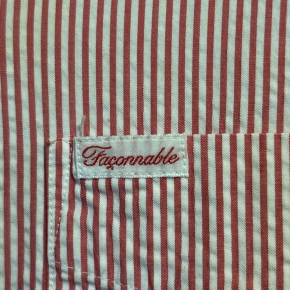 Faconnable Seersucker Shirt, Size M - Picture 7 of 9
